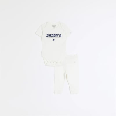 Baby boys white embroidered all in one set