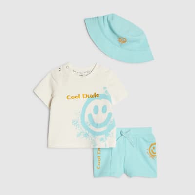 Baby Boys White Smile T-Shirt 3 Piece Set