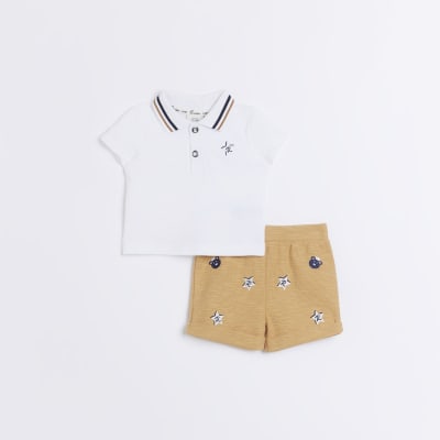 Baby Boys Yellow Embroidered Polo Shirt Set