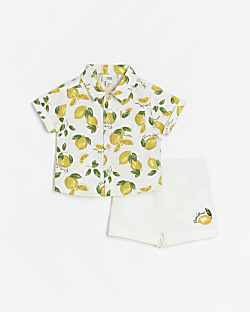Baby boys yellow lemon shirt and shorts set