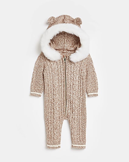 Baby brown oversized cable knit bodysuit