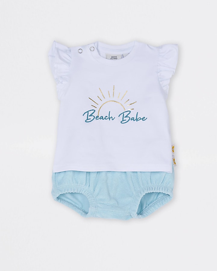 Baby cream 'Beach Babe' bloomer set