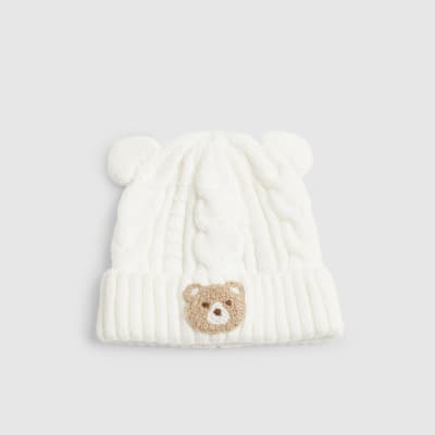 Baby Cream Bear Patch Beanie Hat