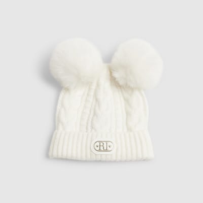 Baby Cream Double Pom Beanie Hat