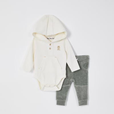 Baby cream hooded baby grow outfit 