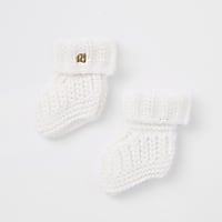 Baby cream knitted boot socks