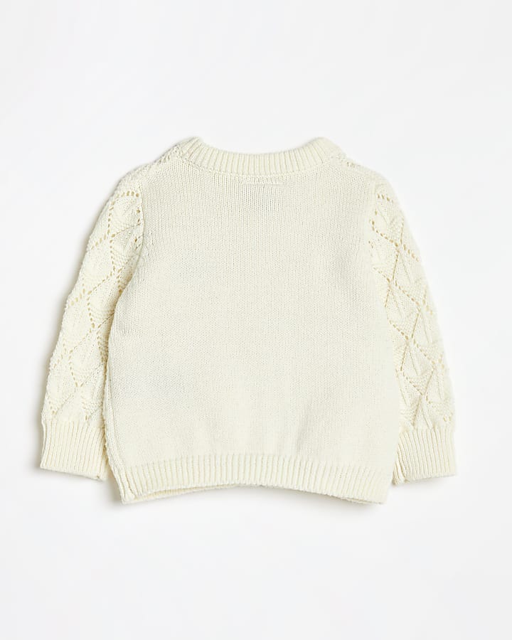 Baby cream pointelle knitted cardigan