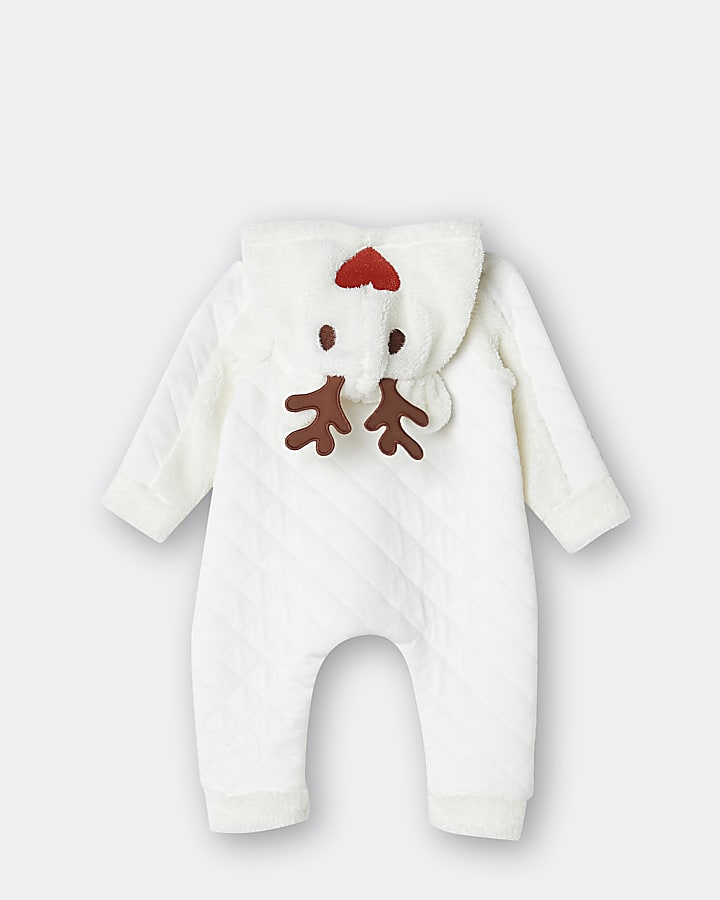 Baby cream Reindeer bodysuit