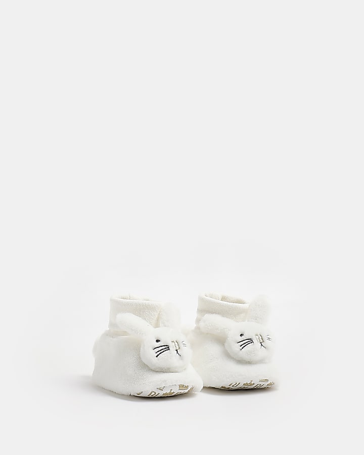 Baby cream RI branded bunny slippers