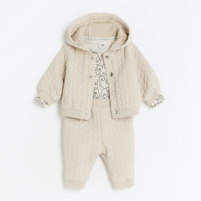 Baby ecru bear all in one set | River Island