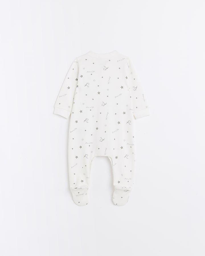 Baby Ecru Star Print Sleepsuit