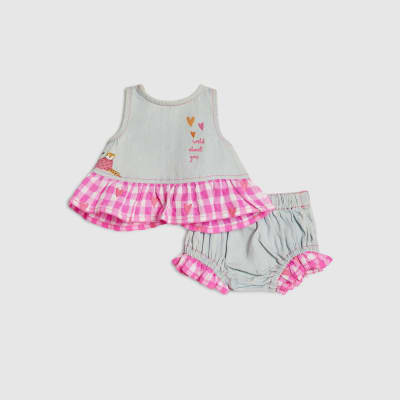 Baby Girl Blue Denim Hybrid Tiger Set