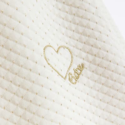 Baby girl ecru quilted heart sweatshirt set River Island