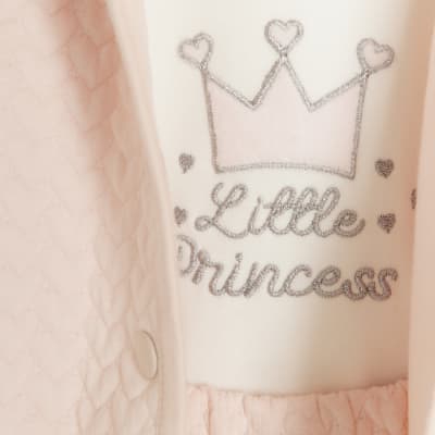 Baby girl pink heart quilted jacket set River Island