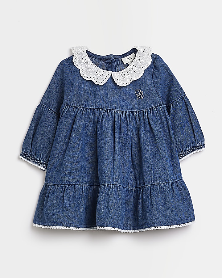 Baby girls Blue Denim Smock Dress outfit