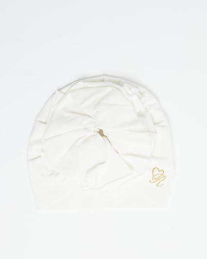 Baby girls cream floral ruched turban