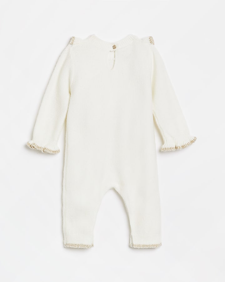 Baby girls cream frill bodysuit in giftbox