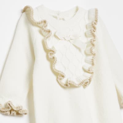 Baby girls cream frill bodysuit