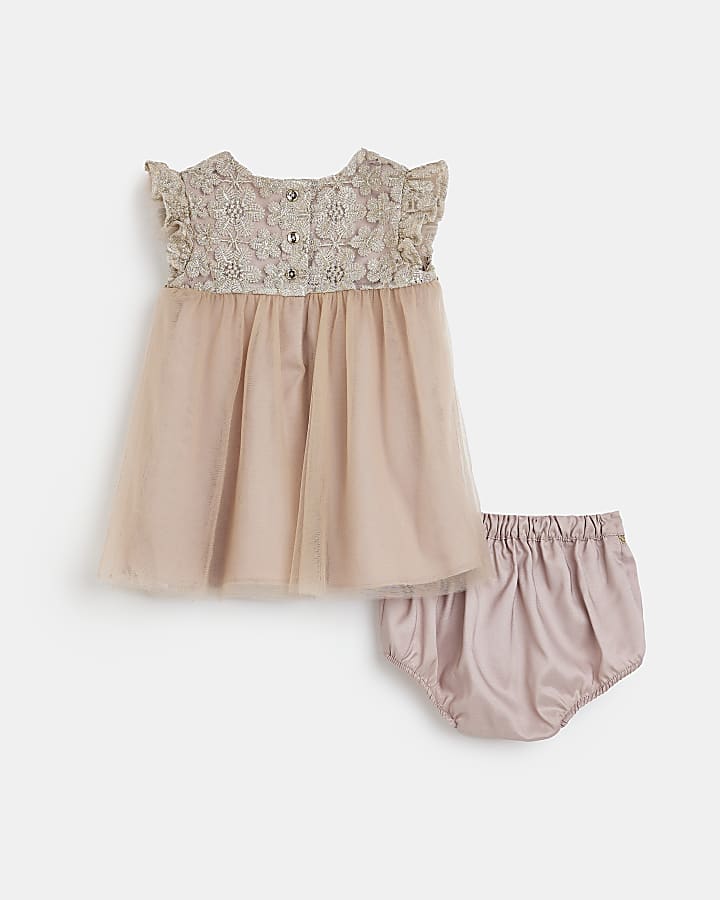 Baby girls cream lace tulle dress outfit
