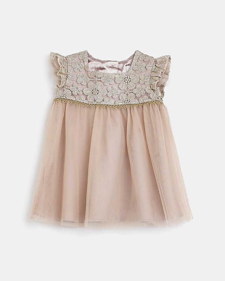 Baby girls cream lace tulle dress outfit