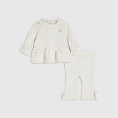 Baby Girls Cream Premium Sweatshirt Set