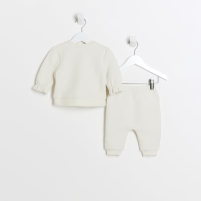 Baby girls cream sweatshirt and joggers set River Island