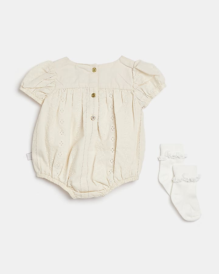 Baby girls ecru broderie outfit