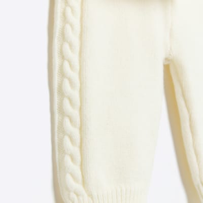 Baby girls ecru cable knit bow cardigan set River Island