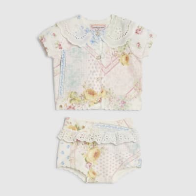 Baby Girls Floral Patchwork Knit Set