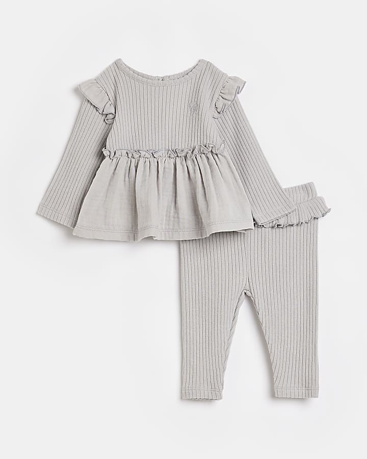 Baby girls Grey Ribbed Peplum outfit