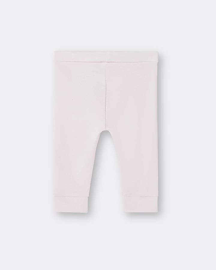 Baby girls light pink RI embroidered leggings
