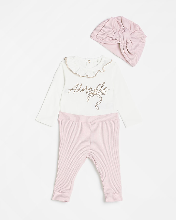 Baby Girls Pink Bodysuit and Leggings Set