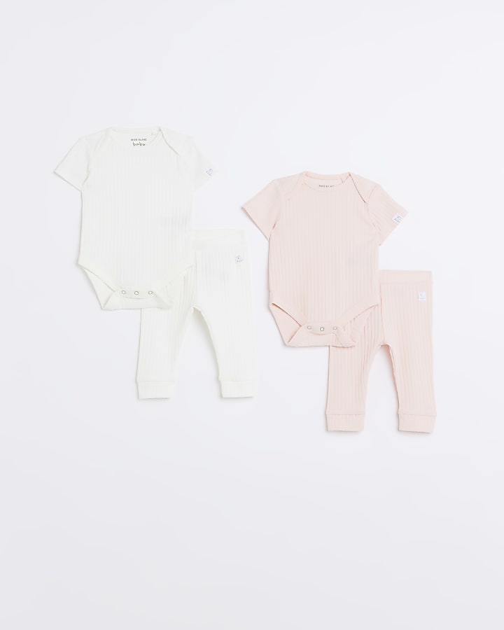 Baby girls pink bodysuits and leggings set