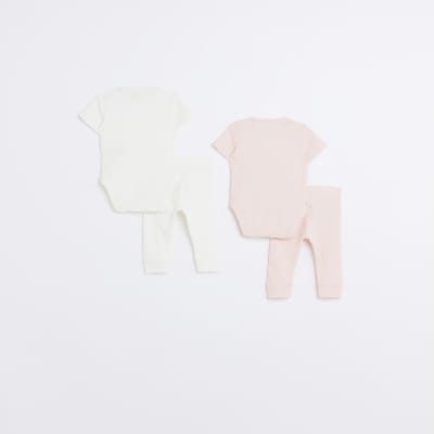 Baby girls pink bodysuits and leggings set