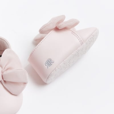 Baby girls pink bow booties River Island