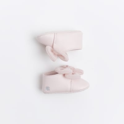 Baby girls pink bow booties River Island