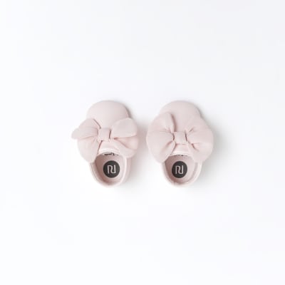 Baby girls pink bow booties River Island