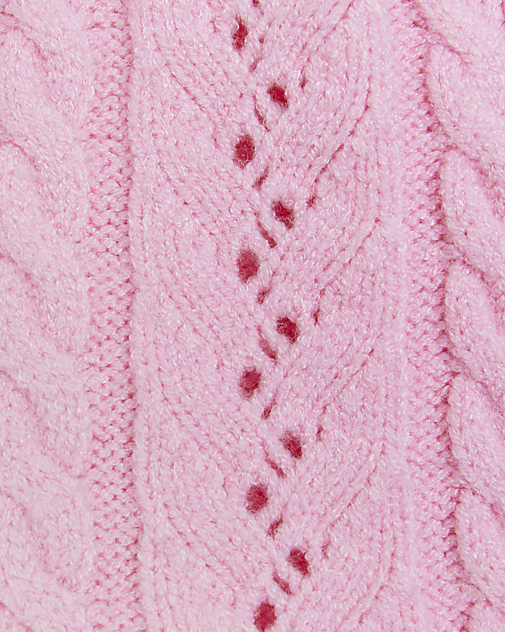 Baby Girls Pink Bow Cable Knit Cardigan Set