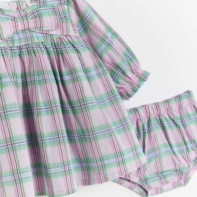 Baby Girls Pink Check Smock Dress Set
