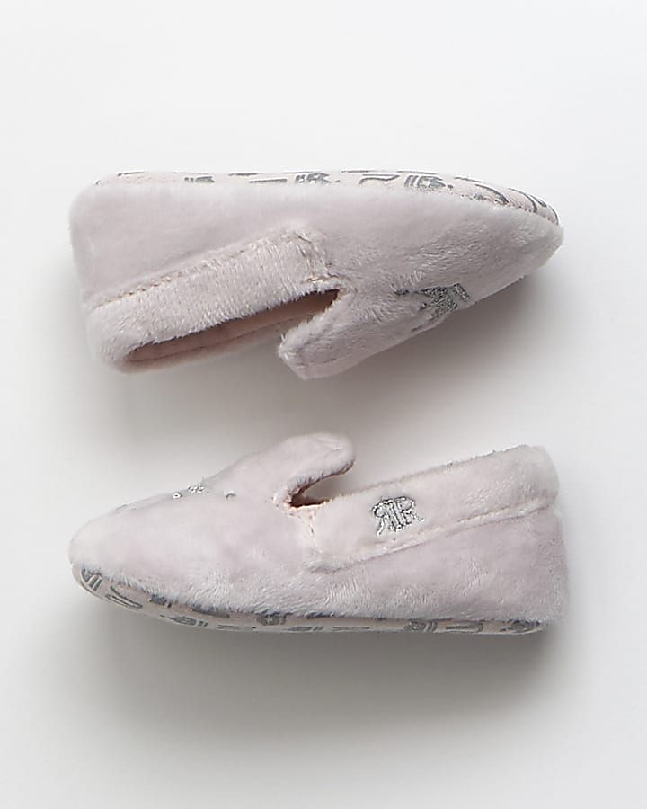 Baby girls pink crown slippers