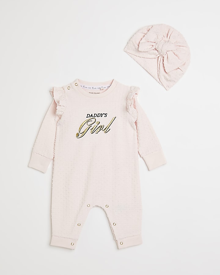 Baby girls pink 'Daddy's Girl' textured set