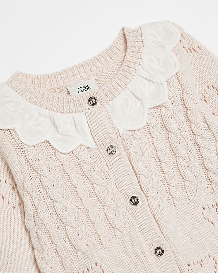 Baby girls pink frill knit bodysuit