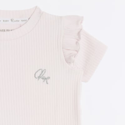 Baby girls pink frill leggings set
