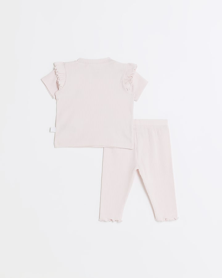 Baby girls pink frill leggings set