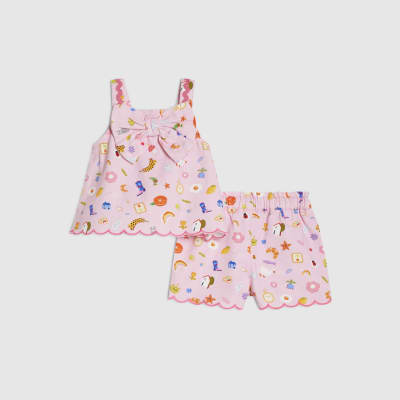 Baby Girls Pink Icon Bow Cami Set
