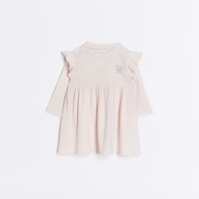 Baby girls pink long sleeve dress River Island