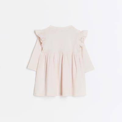 Baby girls pink long sleeve dress River Island