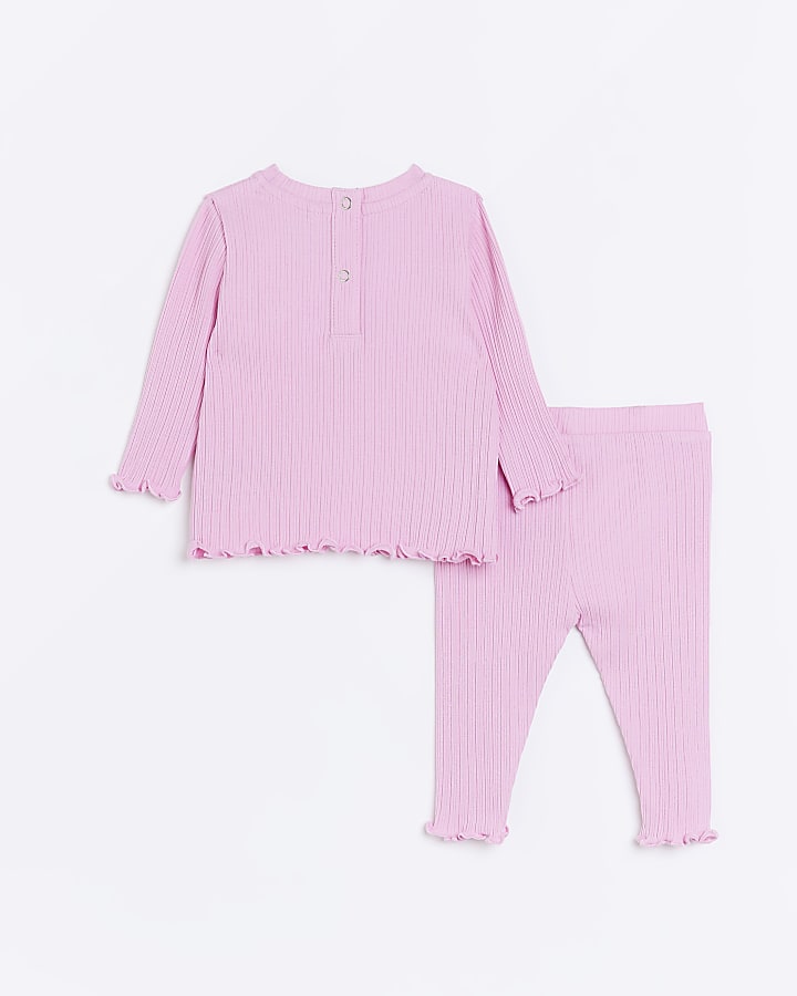 Baby Girls Pink Long Sleeve Organic Rib Set