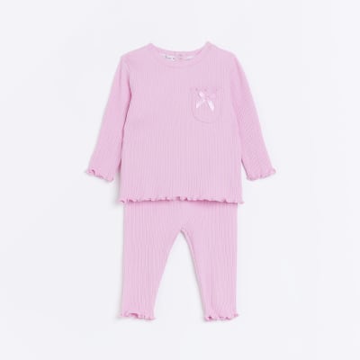 Baby Girls Pink Long Sleeve Organic Rib Set