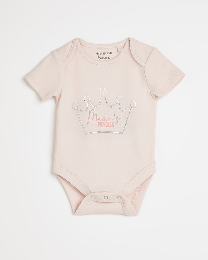 Baby girls pink 'Mama's Princess' babygrow